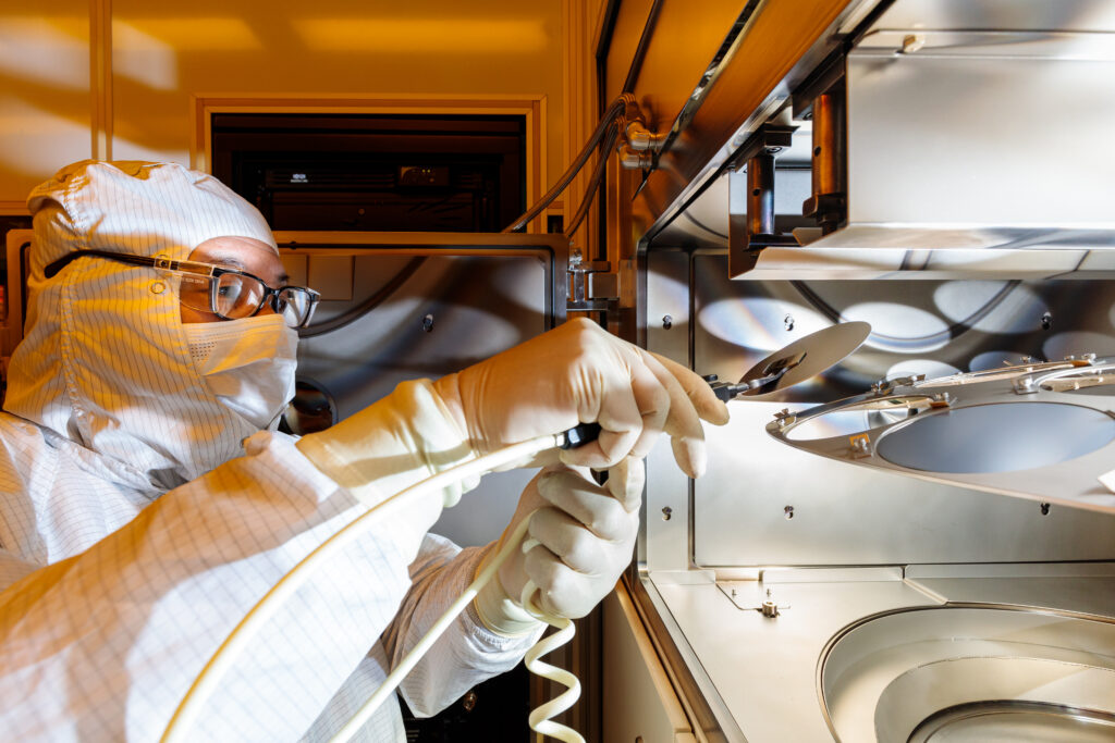 Photo of person working in cleanroom