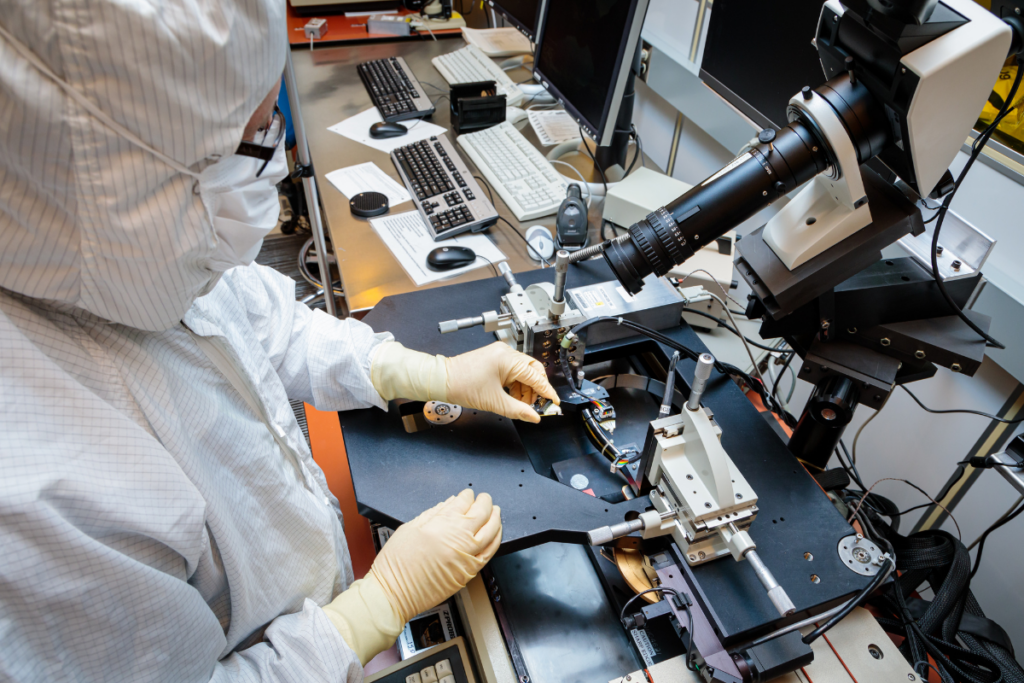 Person working in a cleanroom
